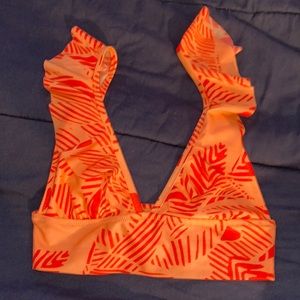Aerie Ruffle Longline Bikini Top Size xs